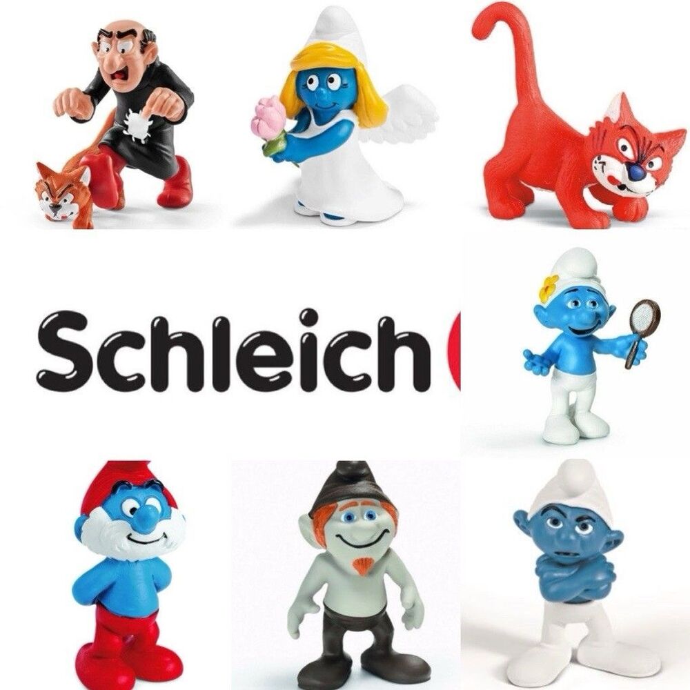 Schleich Smurfs 7 Piece Lot Virgo Smurfette Gargamel Azrael Papa Smurf NEW